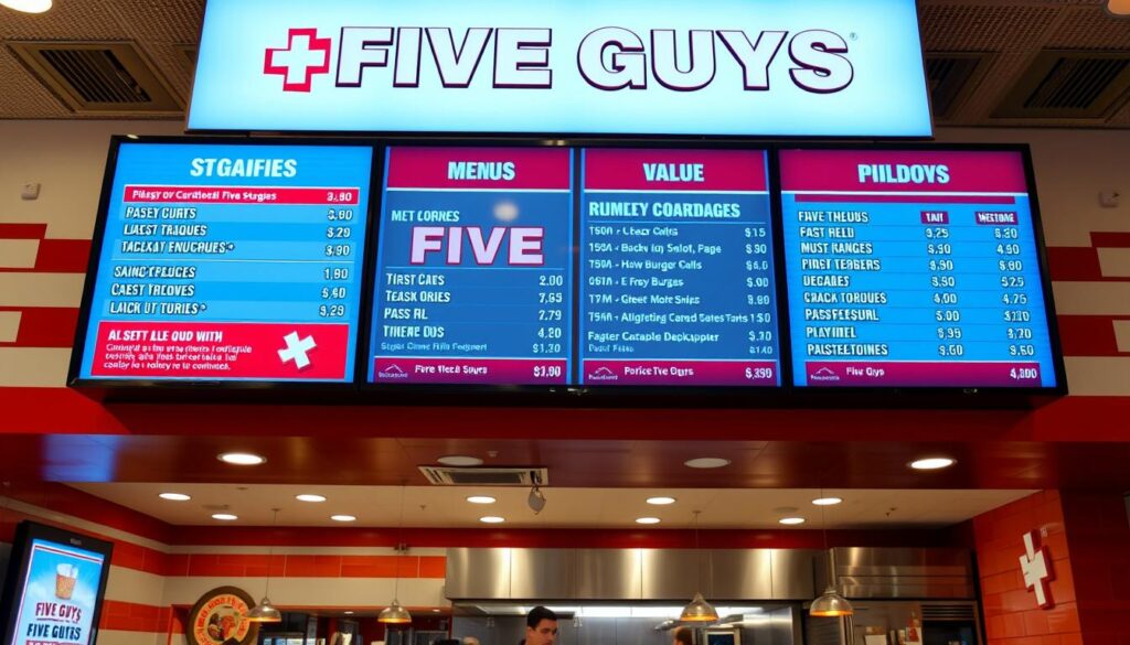 Five Guys fast food restaurant pricing