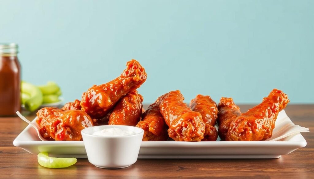 enjoying KFC Hot Wings